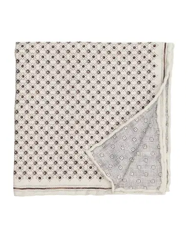 Brunello Cucinelli Men's Double-Face Geometric Silk Pocket Square | Thumbnail 1