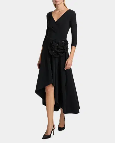 Chiara Boni La Petite Robe Rahim Sequin Rosette High-Low Midi Dress | Thumbnail 2