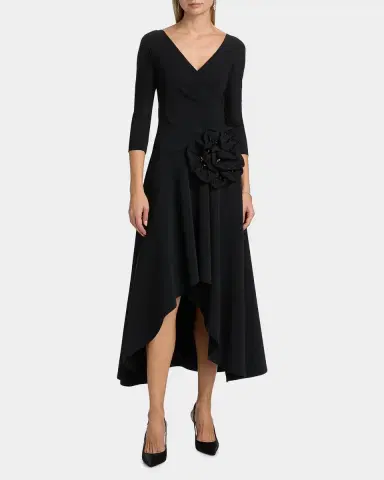 Chiara Boni La Petite Robe Rahim Sequin Rosette High-Low Midi Dress | Thumbnail 4