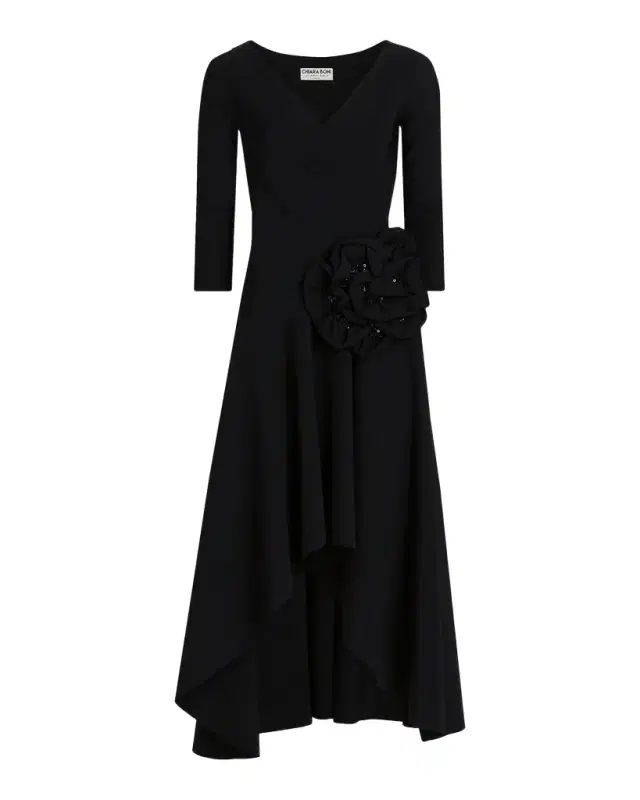 Chiara Boni La Petite Robe Rahim Sequin Rosette High-Low Midi Dress