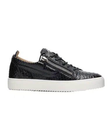 Giuseppe Zanotti Men's Frankie Snake-Effect Leather Double-Zip Sneakers | Thumbnail 1 Giuseppe Zanotti Men's Frankie Snake-Effect Leather Double-Zip Sneakers | Thumbnail 1