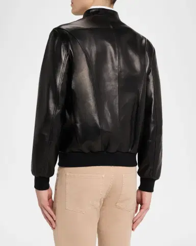 Brunello Cucinelli en 's Polished Nappa Leather Pilot Jacket | Thumbnail 3 Brunello Cucinelli en 's Polished Nappa Leather Pilot Jacket | Thumbnail 3