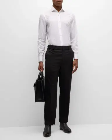 Cesare Attolini Men's Solid Cotton Sport Shirt | Thumbnail 2