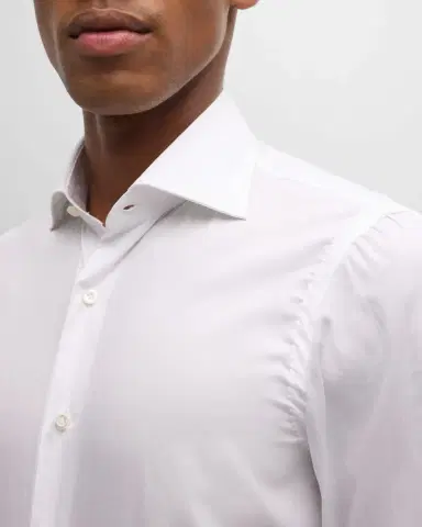 Cesare Attolini Men's Solid Cotton Sport Shirt | Thumbnail 4