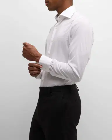Cesare Attolini Men's Solid Cotton Sport Shirt | Thumbnail 5