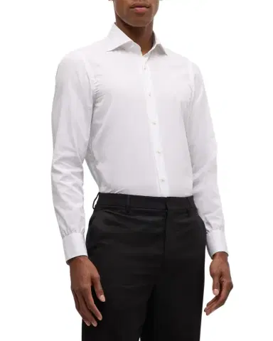 Cesare Attolini Men's Solid Cotton Sport Shirt | Thumbnail 1