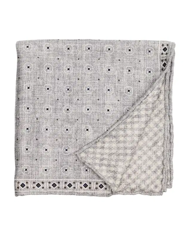 Brunello Cucinelli Men 's Double-Face Geometric-Check Silk Pocket Square