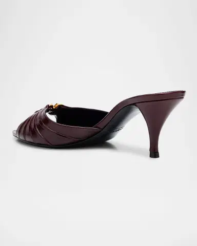 Saint Laurent 60mm Babylone YSL Ruched Leather Mule Sandals | Thumbnail 2
