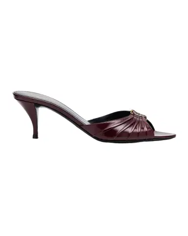 Saint Laurent 60mm Babylone YSL Ruched Leather Mule Sandals | Thumbnail 1