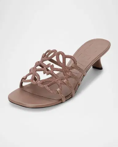Loewe 45mm Petal Anagram Embellished Leather Mule Sandals | Thumbnail 3 Loewe 45mm Petal Anagram Embellished Leather Mule Sandals | Thumbnail 3