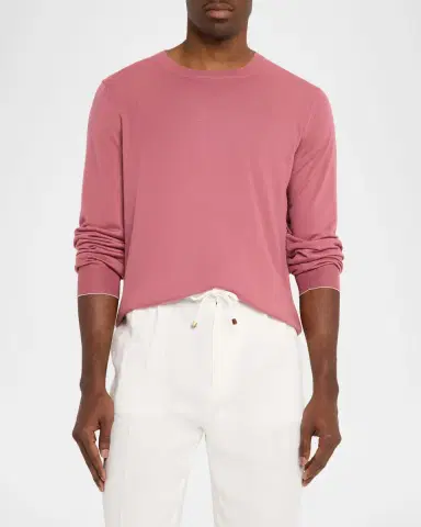 Brunello Cucinelli Men's Wool and Cashmere Crewneck Sweater | Thumbnail 4