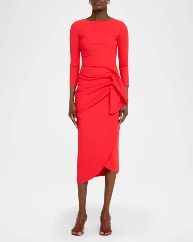 Chiara Boni La Petite Robe Wang Draped High-Low Midi Sheath Dress | Thumbnail 2 Chiara Boni La Petite Robe Wang Draped High-Low Midi Sheath Dress | Thumbnail 2