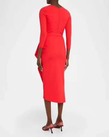 Chiara Boni La Petite Robe Wang Draped High-Low Midi Sheath Dress | Thumbnail 3 Chiara Boni La Petite Robe Wang Draped High-Low Midi Sheath Dress | Thumbnail 3