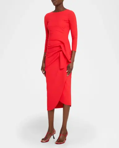 Chiara Boni La Petite Robe Wang Draped High-Low Midi Sheath Dress | Thumbnail 4 Chiara Boni La Petite Robe Wang Draped High-Low Midi Sheath Dress | Thumbnail 4