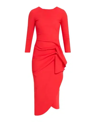 Chiara Boni La Petite Robe Wang Draped High-Low Midi Sheath Dress | Thumbnail 1 Chiara Boni La Petite Robe Wang Draped High-Low Midi Sheath Dress | Thumbnail 1