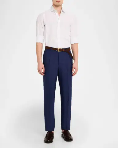 Brunello Cucinelli Men 's Virgin Wool Leisure-Fit Pleated Trousers | Thumbnail 2 Brunello Cucinelli Men 's Virgin Wool Leisure-Fit Pleated Trousers | Thumbnail 2