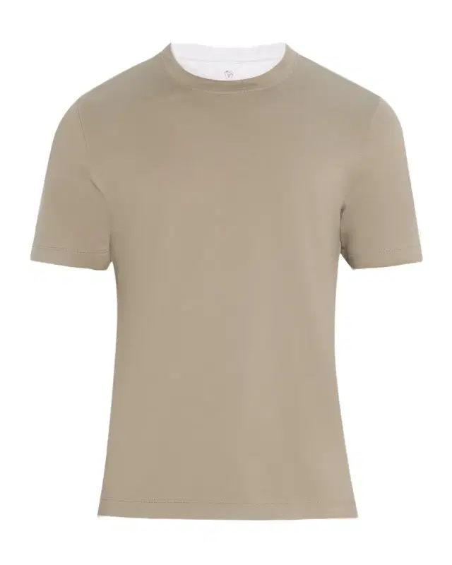 Brunello Cucinelli en 's Cotton Jersey Crewneck T-Shirt with Tipping