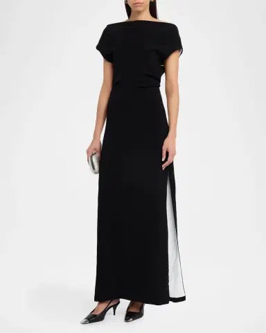 Proenza Schouler Rosina Draped Double-Crepe Dress | Thumbnail 4 Proenza Schouler Rosina Draped Double-Crepe Dress | Thumbnail 4