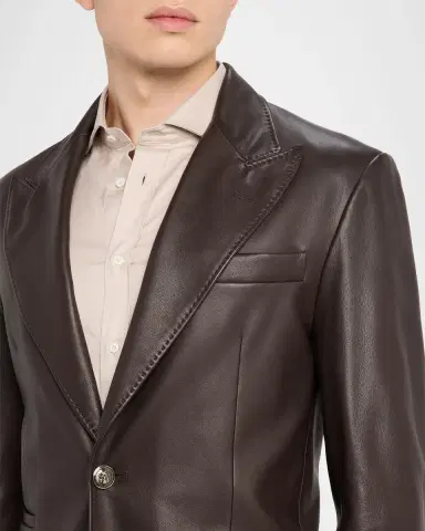 Brunello Cucinelli Men's Matte Calfskin Peak Lapel Blazer | Thumbnail 5