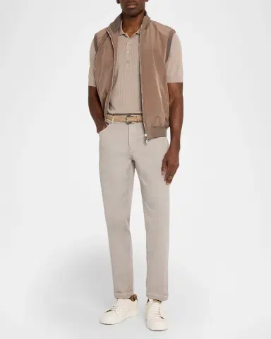 Brunello Cucinelli Men's Cotton Textured Rib-Knit Polo Shirt | Thumbnail 2 Brunello Cucinelli Men's Cotton Textured Rib-Knit Polo Shirt | Thumbnail 2