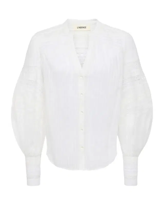 Kiera Semi-Sheer Geometric-Trim Blouse