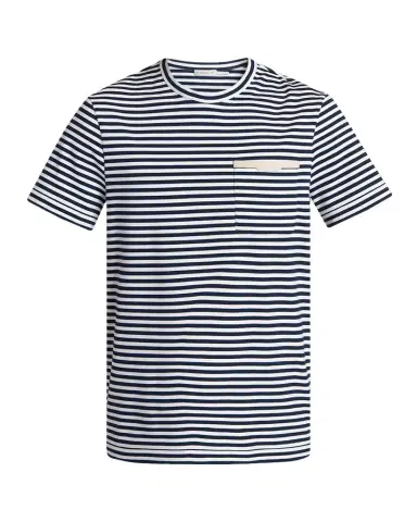 Moncler Men's Stripe Leather-Trim Pocket T-Shirt | Thumbnail 1 Moncler Men's Stripe Leather-Trim Pocket T-Shirt | Thumbnail 1