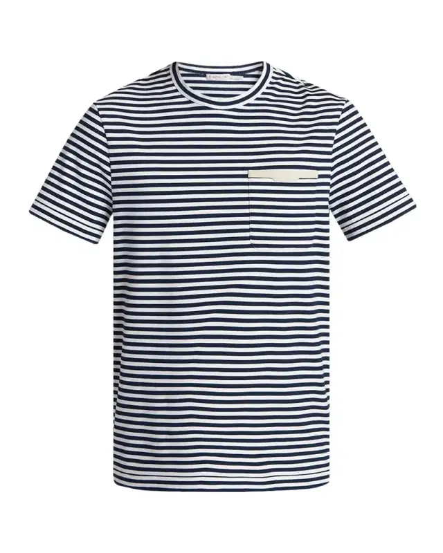 Moncler Men 's tripe Leather-Trim Pocket T-hirt