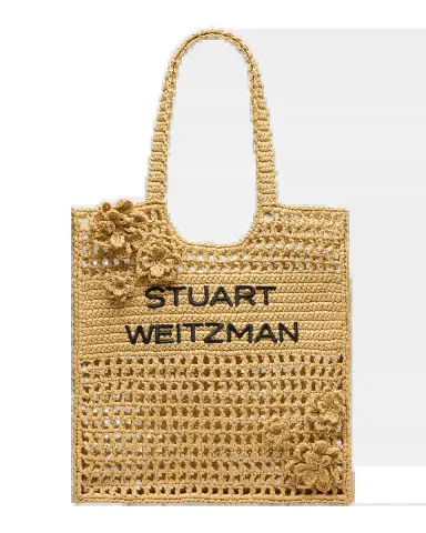 Stuart Weitzman Magnolia Flower Raffia Tote Bag | Thumbnail 2