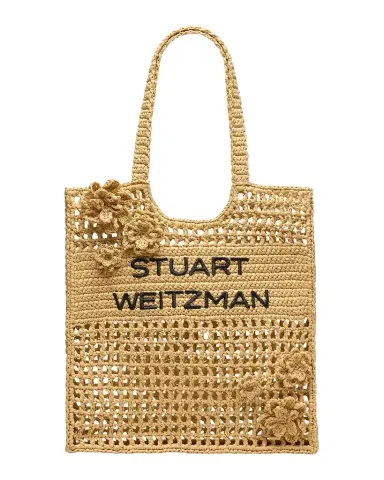 Stuart Weitzman Magnolia Flower Raffia Tote Bag | Thumbnail 1
