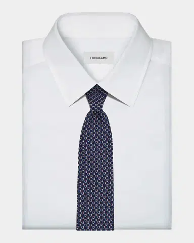 Ferragamo Men's Barzio Woven Micro-Gancio Silk Tie | Thumbnail 2