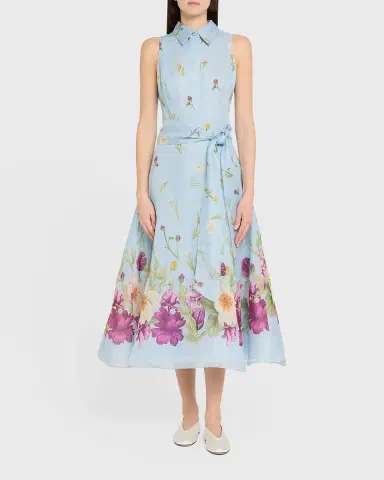 Rickie Freeman for Teri Jon Sleeveless Floral-Print Midi Shirtdress | Thumbnail 2