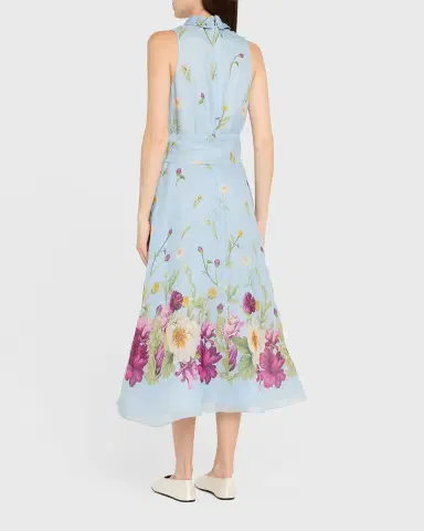 Rickie Freeman for Teri Jon Sleeveless Floral-Print Midi Shirtdress | Thumbnail 3