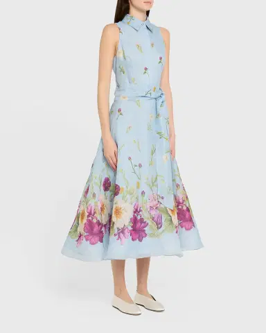 Rickie Freeman for Teri Jon Sleeveless Floral-Print Midi Shirtdress | Thumbnail 4