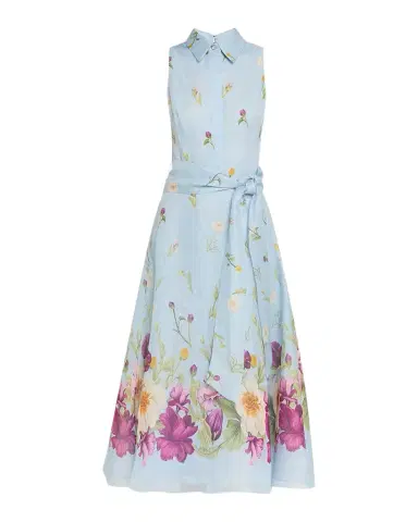 Rickie Freeman for Teri Jon Sleeveless Floral-Print Midi Shirtdress | Thumbnail 1