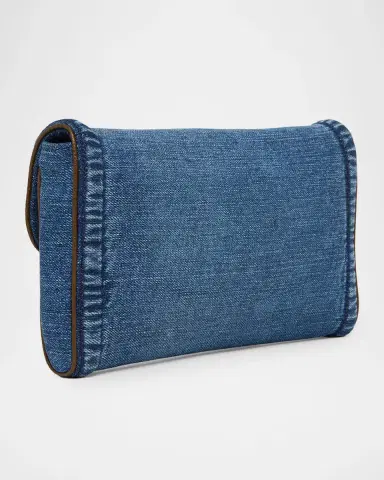 Valentino Garavani DeVain Small Denim VLogo Shoulder Bag | Thumbnail 3 Valentino Garavani DeVain Small Denim VLogo Shoulder Bag | Thumbnail 3