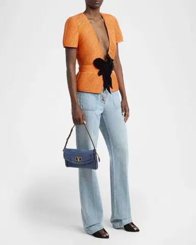 Valentino Garavani DeVain Small Denim VLogo Shoulder Bag | Thumbnail 5 Valentino Garavani DeVain Small Denim VLogo Shoulder Bag | Thumbnail 5