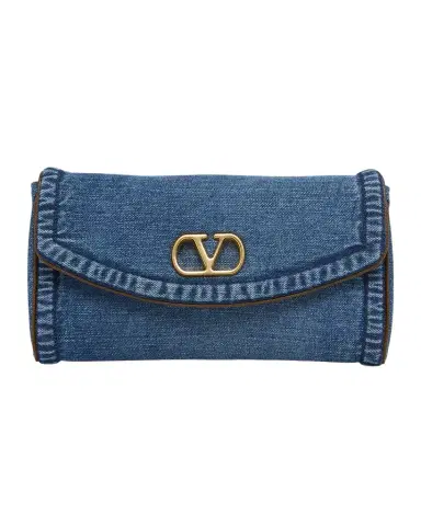 Valentino Garavani DeVain Small Denim VLogo Shoulder Bag | Thumbnail 1 Valentino Garavani DeVain Small Denim VLogo Shoulder Bag | Thumbnail 1