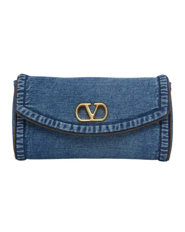 Valentino Garavani DeVain Small Denim VLogo Shoulder Bag