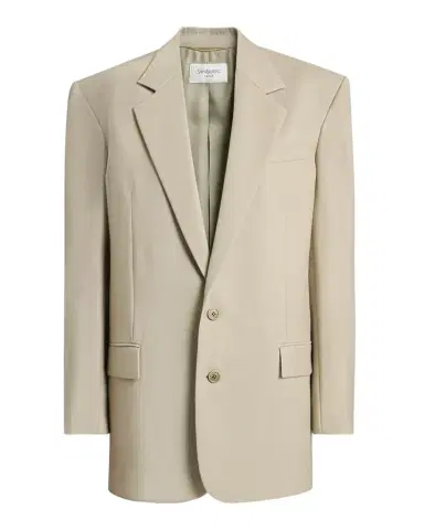 Saint Laurent Single-Breasted Oversized Wool-Silk Blazer Jacket | Thumbnail 1 Saint Laurent Single-Breasted Oversized Wool-Silk Blazer Jacket | Thumbnail 1