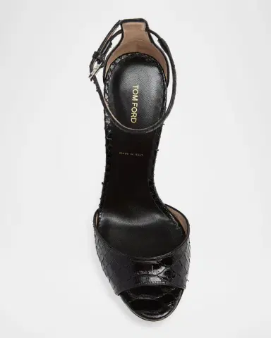 Tom Ford 105mm Croc-Embossed Leather Ankle-Strap Sandals | Thumbnail 4