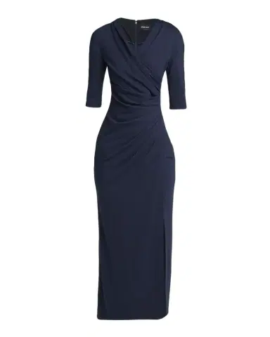 Giorgio Armani Elbow-Sleeve Draped Slit Midi Dress | Thumbnail 1 Giorgio Armani Elbow-Sleeve Draped Slit Midi Dress | Thumbnail 1