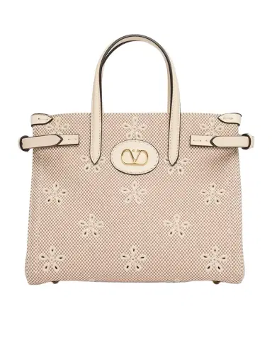 Valentino Garavani Small Eyelet-Embroidered Canvas Tote Bag | Thumbnail 1 Valentino Garavani Small Eyelet-Embroidered Canvas Tote Bag | Thumbnail 1
