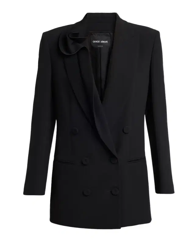 Rosette Lapel Double-Breasted Blazer Jacket