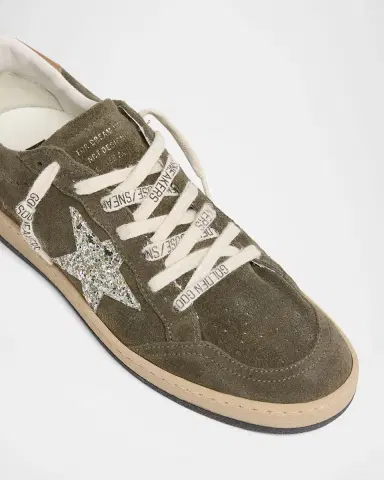 Golden Goose Ballstar Suede Glitter Low-Top Sneakers | Thumbnail 2 Golden Goose Ballstar Suede Glitter Low-Top Sneakers | Thumbnail 2
