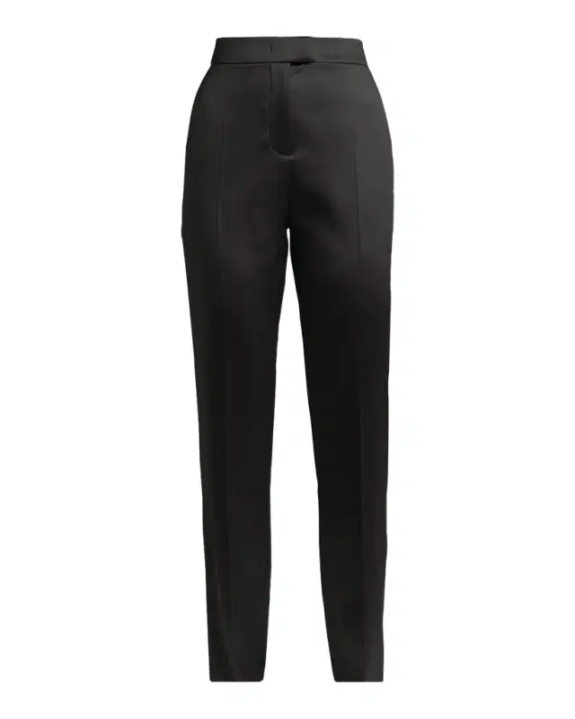 High-Rise Satin Straight-Leg Trousers