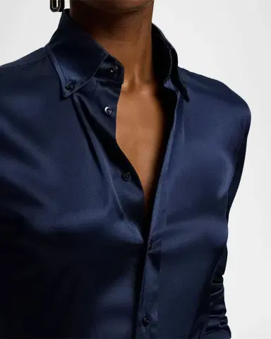 Ralph Lauren Collection Cameron Straight Fit Silk Shirt | Thumbnail 4 Ralph Lauren Collection Cameron Straight Fit Silk Shirt | Thumbnail 4