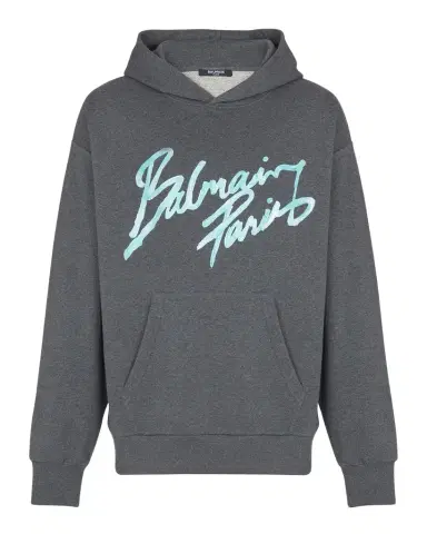 Balmain Men 's  Paris Cotton Jersey Hoodie | Thumbnail 1
