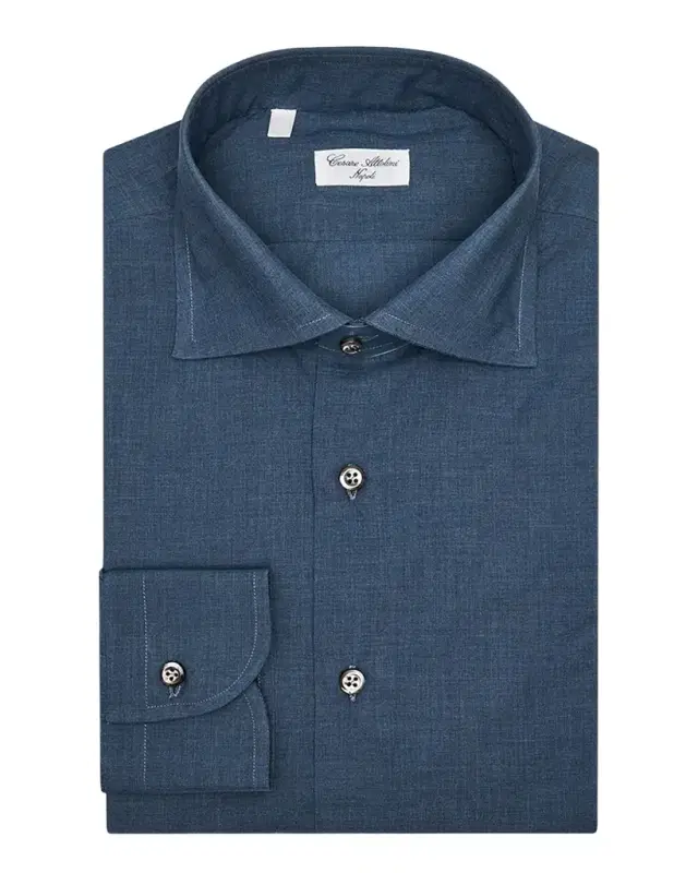 Men 's Cotton Melange Spread-Collar Sport Shirt