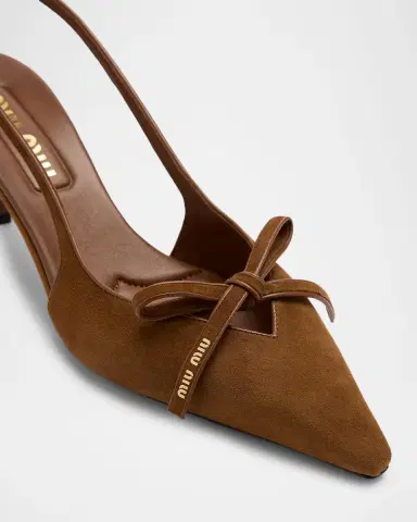 Miu Miu 55mm Bow Suede Slingback Pumps | Thumbnail 3