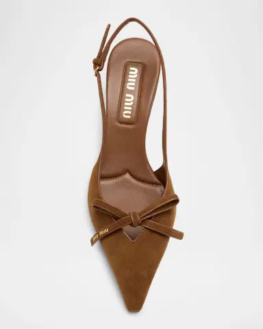 Miu Miu 55mm Bow Suede Slingback Pumps | Thumbnail 4